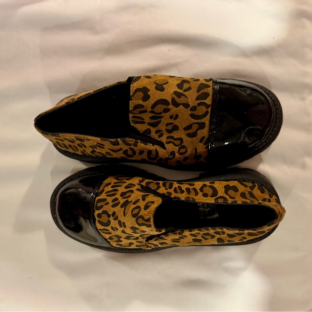 Leopard Print Slip-On Shoes with Black Accents